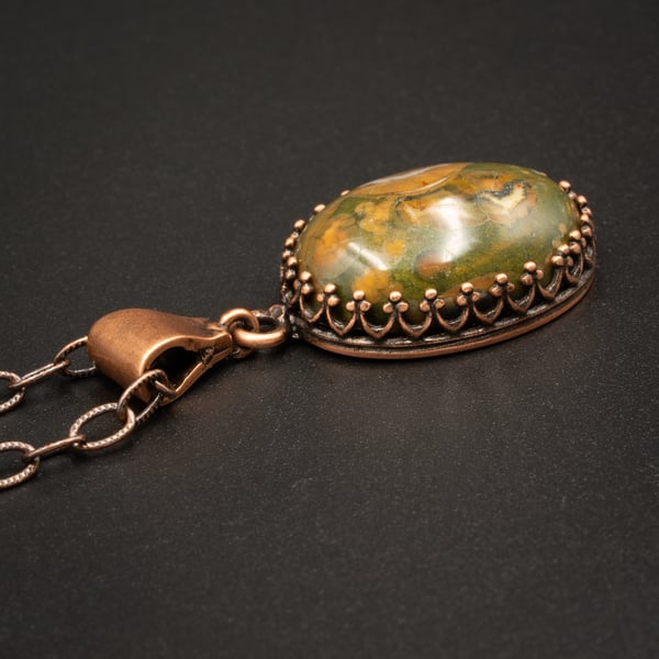 Rhyolite copper pendant necklace 