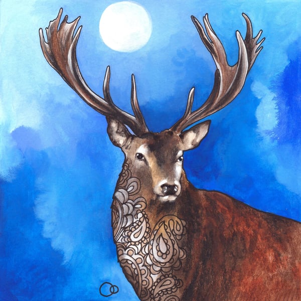 Reindeer Paisley Handmade Christmas Card
