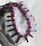 Black Hematite & Purple Pearl Gemstone Statement Cleopatra Fan Beaded Necklace - Image 2