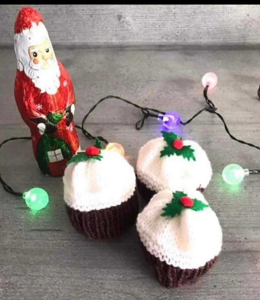 Hand knitted (3) chocolate orange covers.