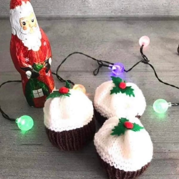 Hand knitted (3) chocolate orange covers.