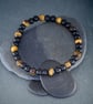 Bracelet Onyx and Tiger's Eye gemstone stretchy design 2 of 3 handmade - Image 3