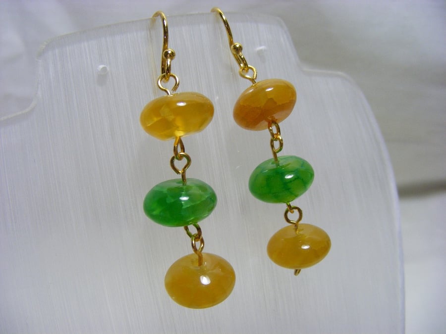Yellow and Green Gemstone Earrings