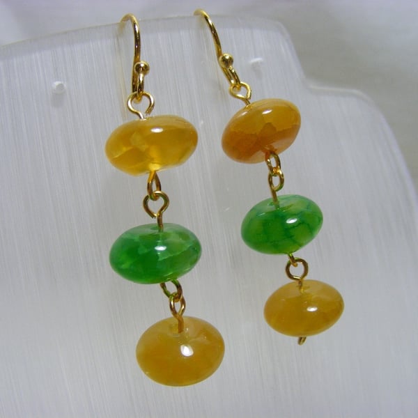 Yellow and Green Gemstone Earrings