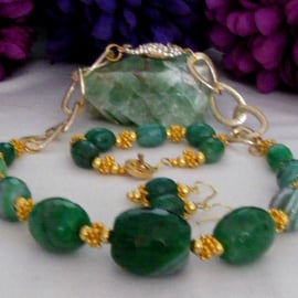 Green Agate Chunky Gemstone Jewellery set.