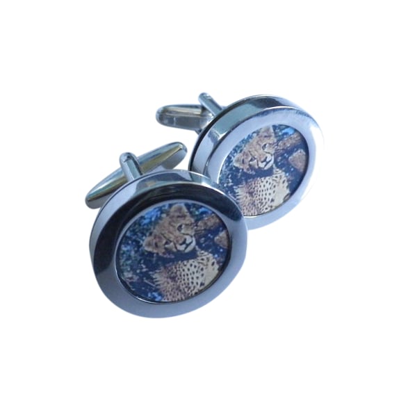 Leopard cubs cufflinks, free shipping, gift wrapped, beautiful image, Ref 1234