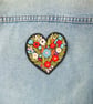 Black Floral Love Heart Embroidered Patch Iron On Sew On Badge - Image 2