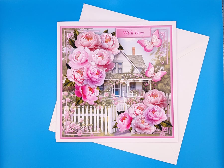 Birthday Card, Decoupage, Female, Floral