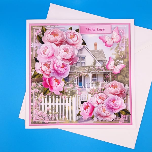 Birthday Card, Decoupage, Female, Floral