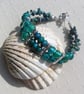 Green Silver-Foil and Teal Chrysocolla Gemstone Beaded Bracelet - Image 2