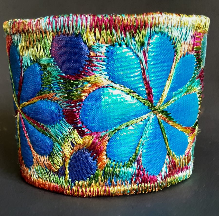 Textile - Cuff - with Free Machine Embroidery 