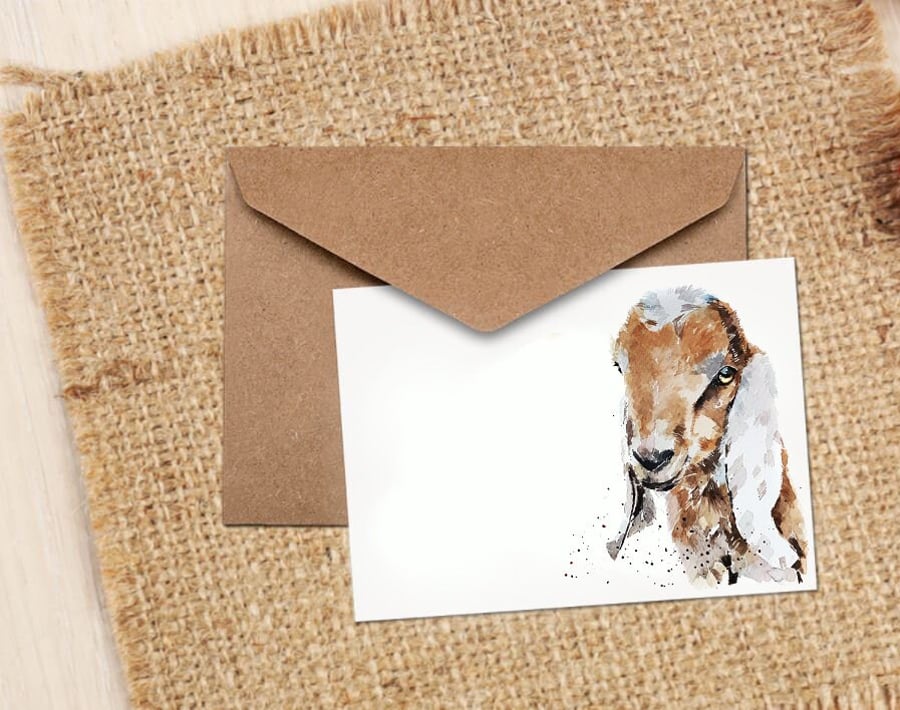 Nubian KidGoat GreetingNote Card-Nubian Goat card, Nubian Goat Greeting card ,Nu