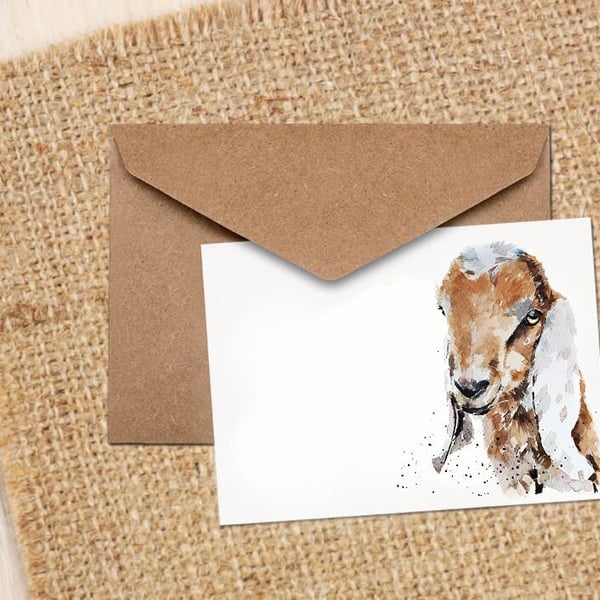 Nubian KidGoat GreetingNote Card-Nubian Goat card, Nubian Goat Greeting card ,Nu