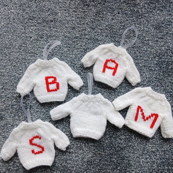 Fun Initialled Mini Christmas Jumper for the Christmas Tree 