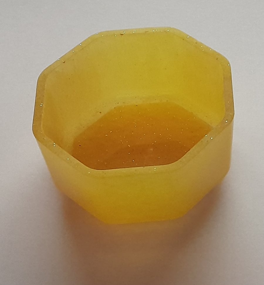 Octagonal yellow Trinket Pot 