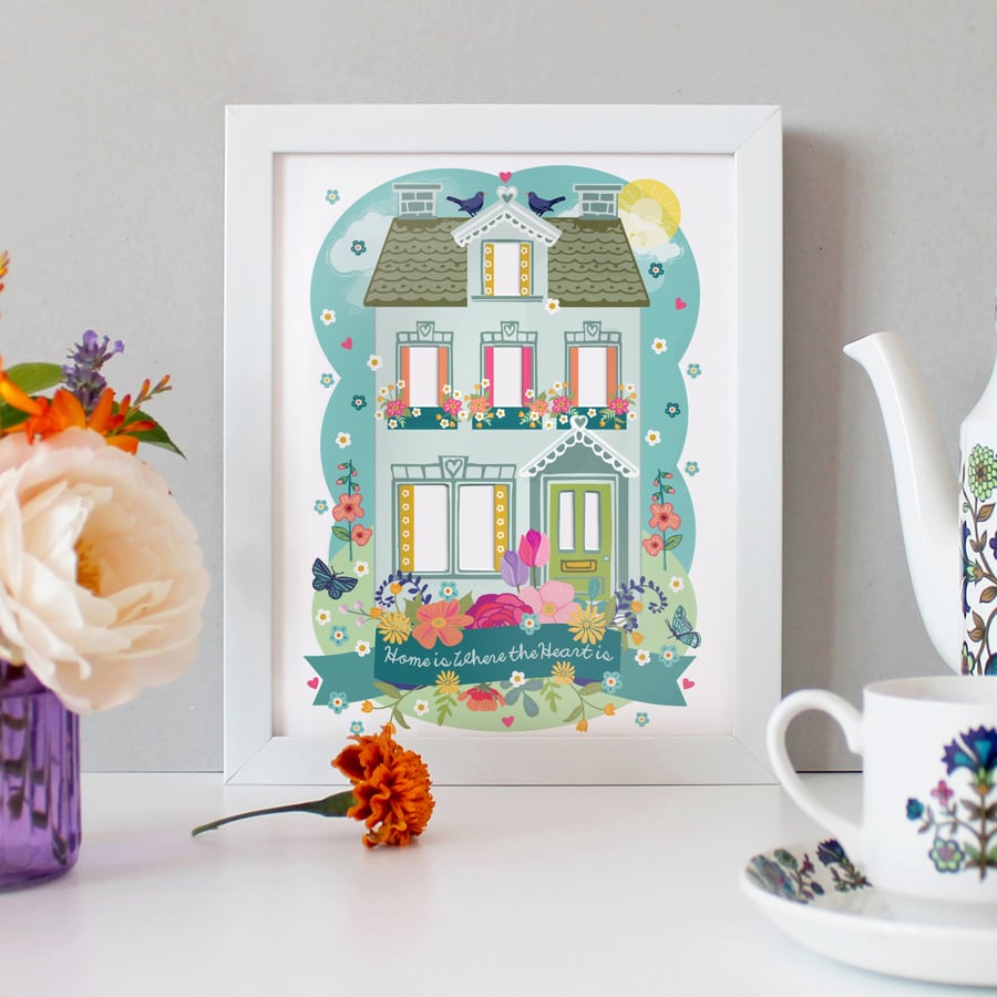 PERSONALISED 'Home is Where the Heart is' - '...Where Mum Is' A4 Unframed Print