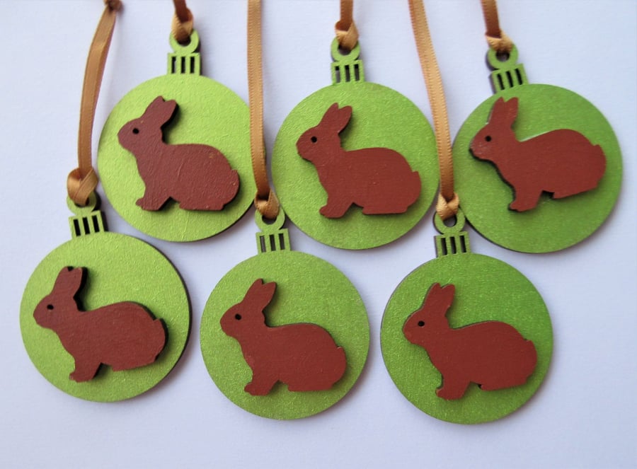 Beautiful Bundle Bunny Rabbit  Christmas Bauble Hanging Decorations 6