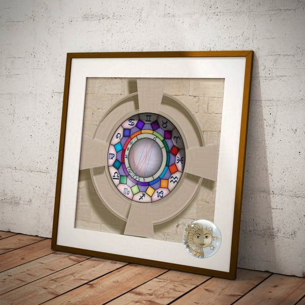 Personal Astrological Art - Deluxe Customisable Stained Glass Effect Chart  
