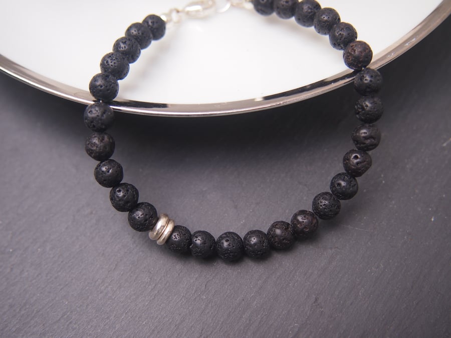 Black lava unisex bracelet