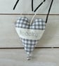 SPOOKY HALLOWEEN HEART DECORATION - grey gingham checks, silver pumpkin - Image 2