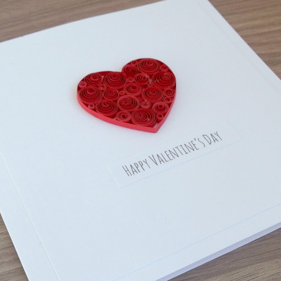Happy Valentine's day quilled heart card