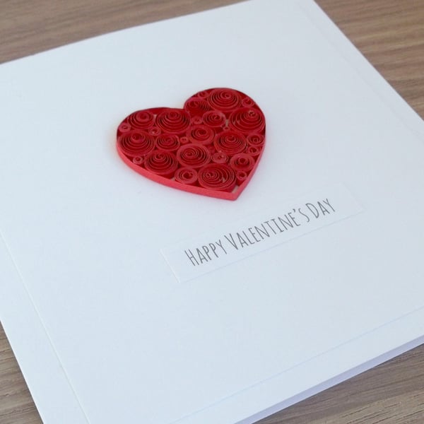 Happy Valentine's day quilled heart card