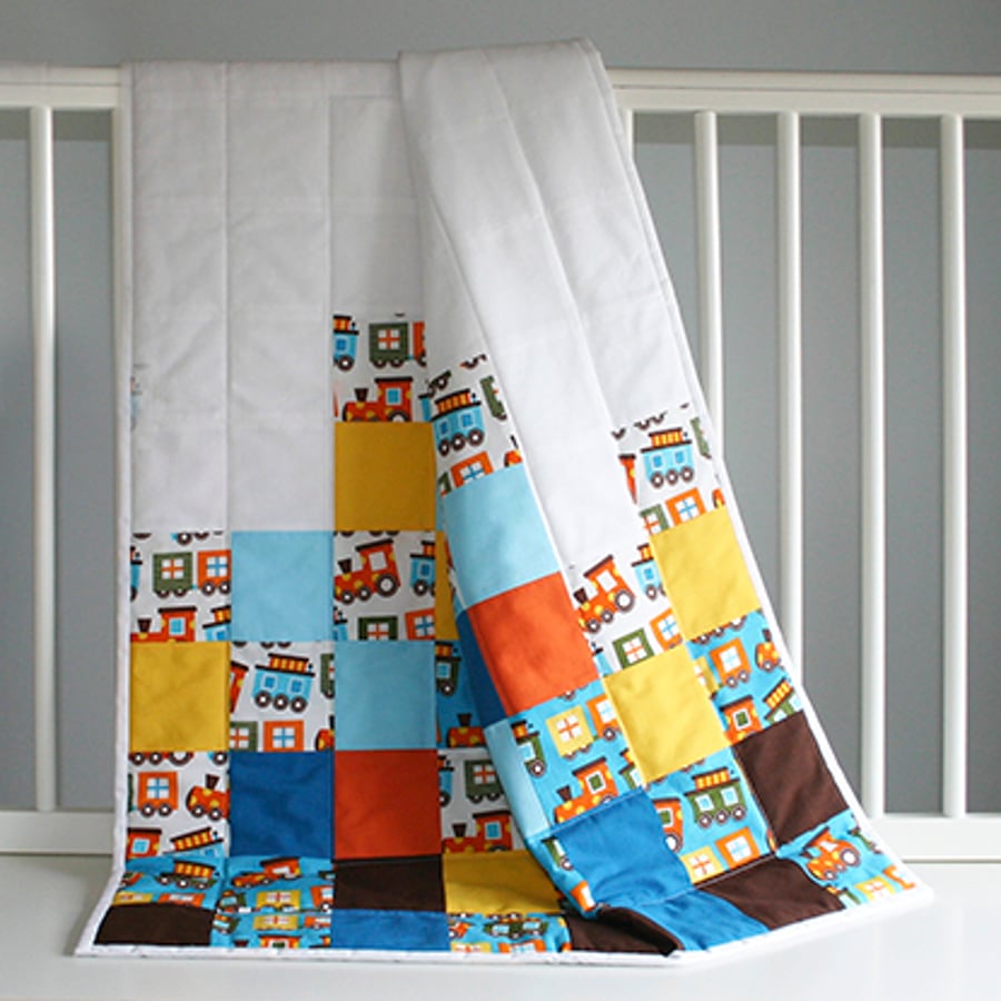 Train Baby Quilt or Playmat