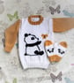 Aran Knitting pattern for girls with Panda and Butterfly Sweater and Mittens - Image 1