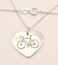 Bicycle Heart Pendant (Large), Handmade Jewellery for Cyclist - Image 1