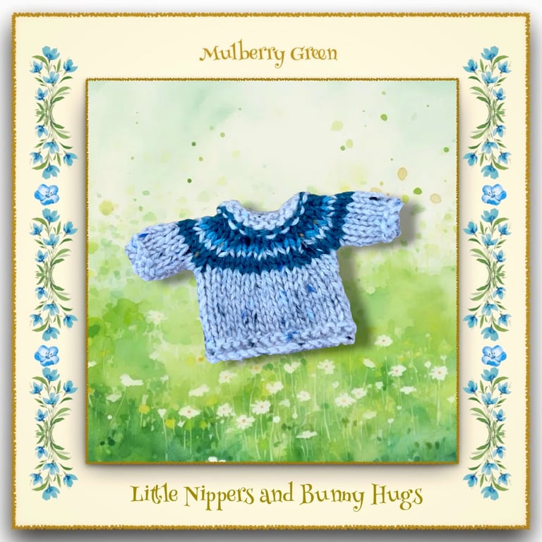 Little Nippers and Bunny Hugs Grey, Turquoise and Teal Yoked Jumper