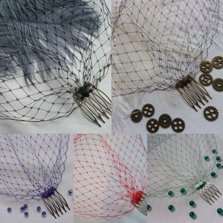 Gothic Bridal Veils - Deep Jewel Colours Soft Classic Blusher Bandeau Veil 