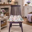 Wooden Vintage Purple Chair Painted and Includes Floral Ditsy Cushion