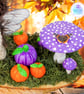 Crochet hedgehog, pumpkins and toadstool sculpture. Hedgehog ornament.  - Image 5