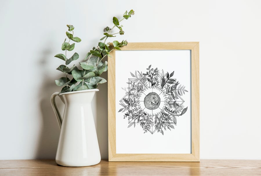 Watercolour Sleeping Dormouse A4 Art Print