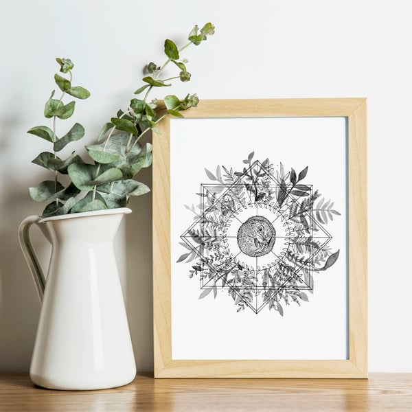 Watercolour Sleeping Dormouse A4 Art Print