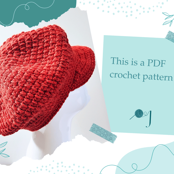PDF Crochet Baker Boy Cap Pattern