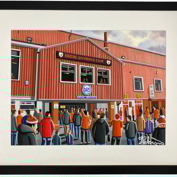 Bristol City, Retro Ashton Gate, Framed Football Art Print. 20" x 16" Frame Size