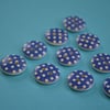 15mm Wooden Spotty Buttons Dark Blue With White Dots 10pk Spot Dot (SSP15)
