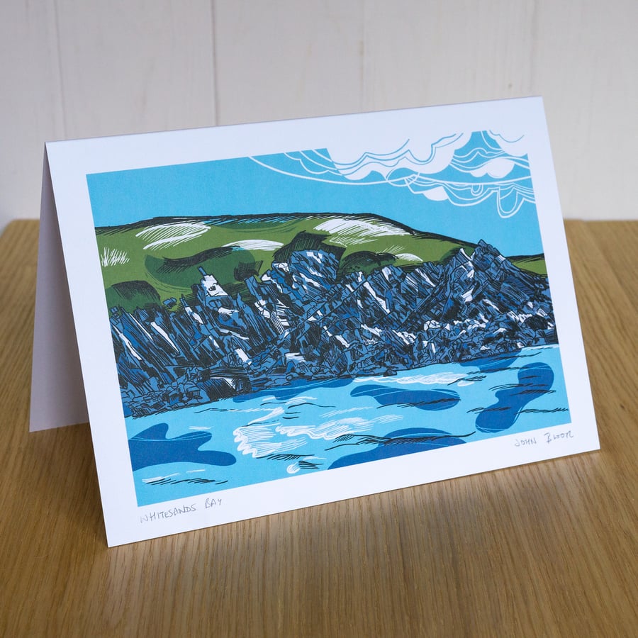 "Whitesands Bay" greetings card, blank inside