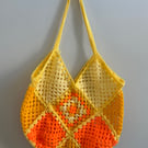 Handmade Crochet Shopping & Beach Bag – Wool – Orange & Yellow Ombré