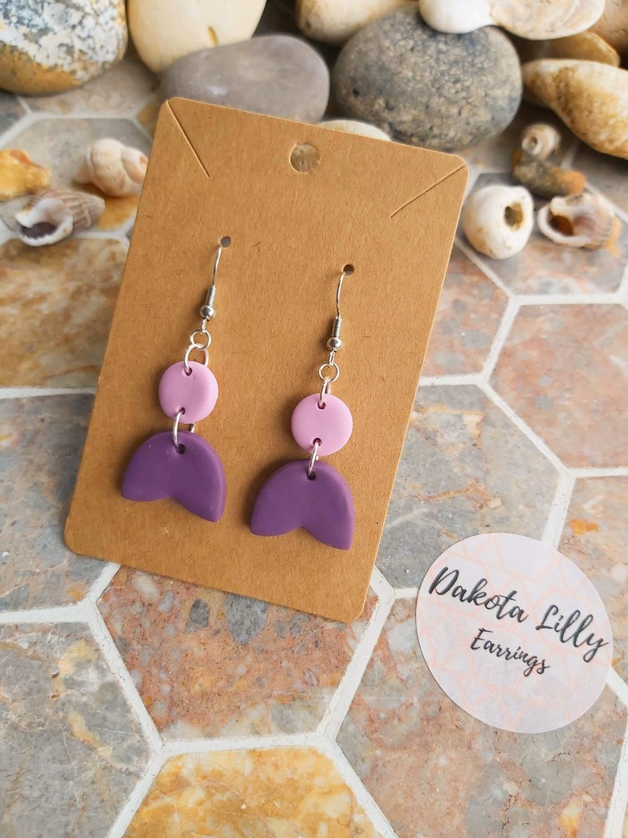 2 tone purple polymer clay earrings