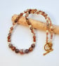 Striped Agate & Glass Pearl Necklace, June Birthstone, Anniversary Gifts For Her - Image 3