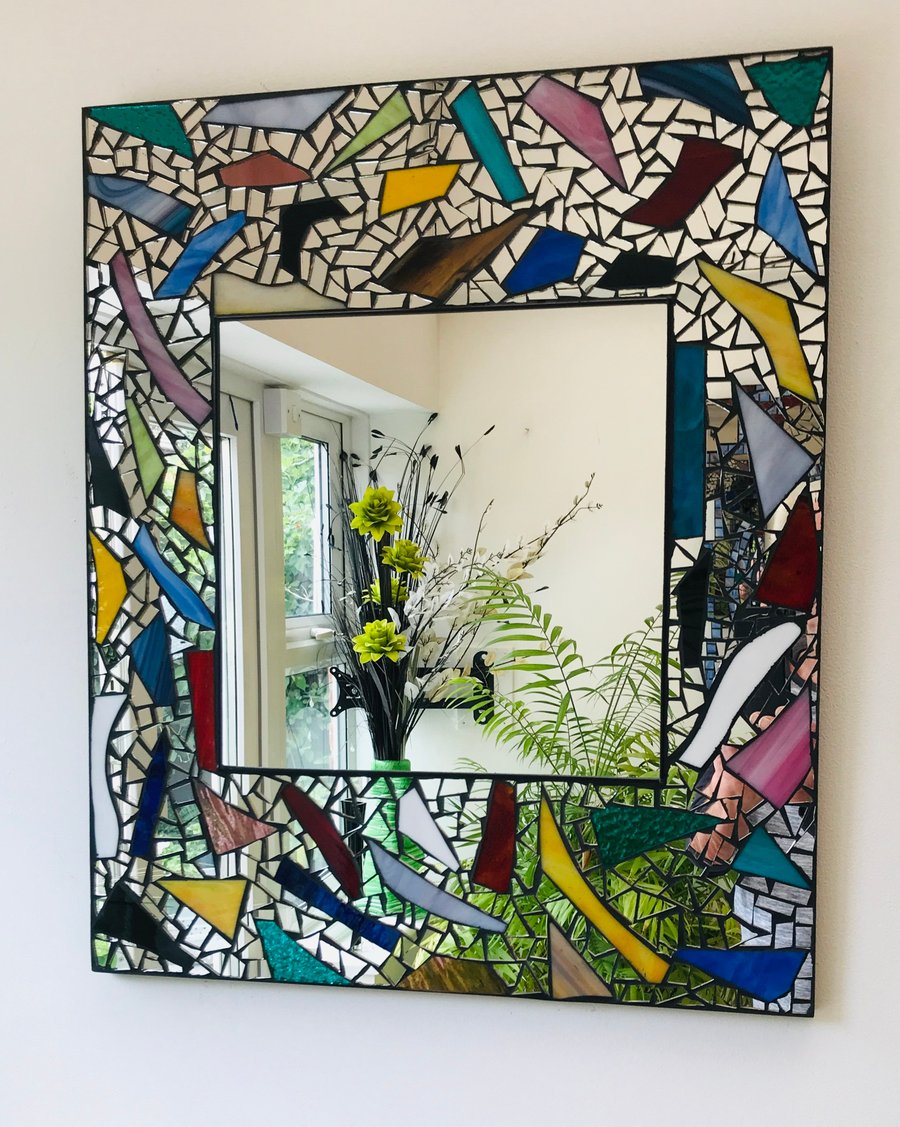 Colorful stained glass mosaic mirror.Ideal all situations.