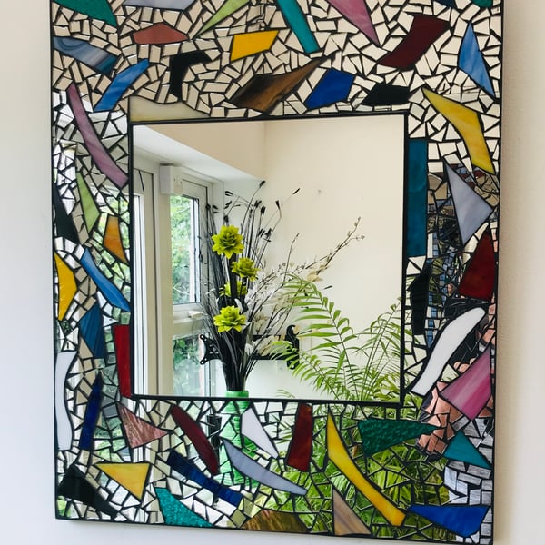 Colorful stained glass mosaic mirror.Ideal all situations.