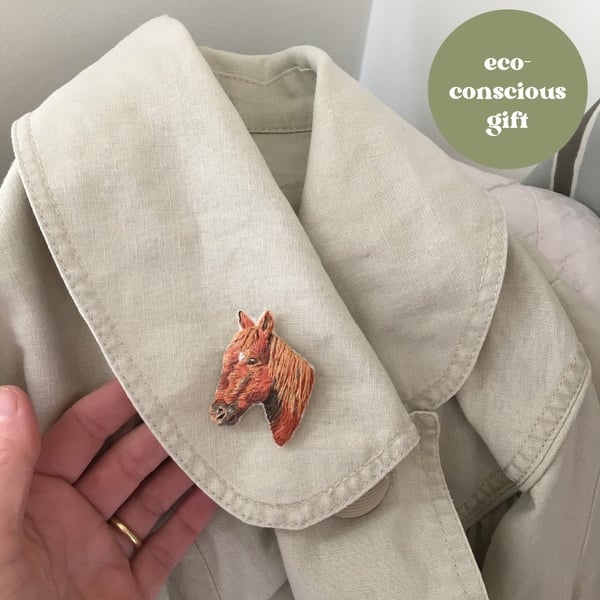 Shop early - Horse Hand Embroidered Brooch 