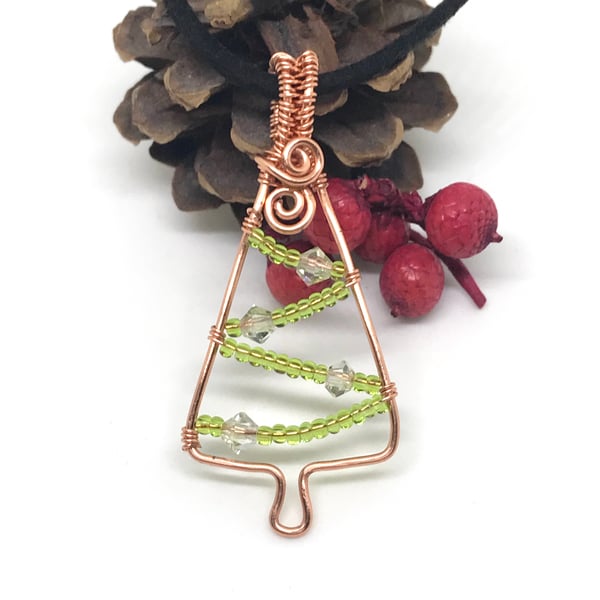Christmas Pendant, Copper Christmas Tree, Christmas Tree Necklace, 