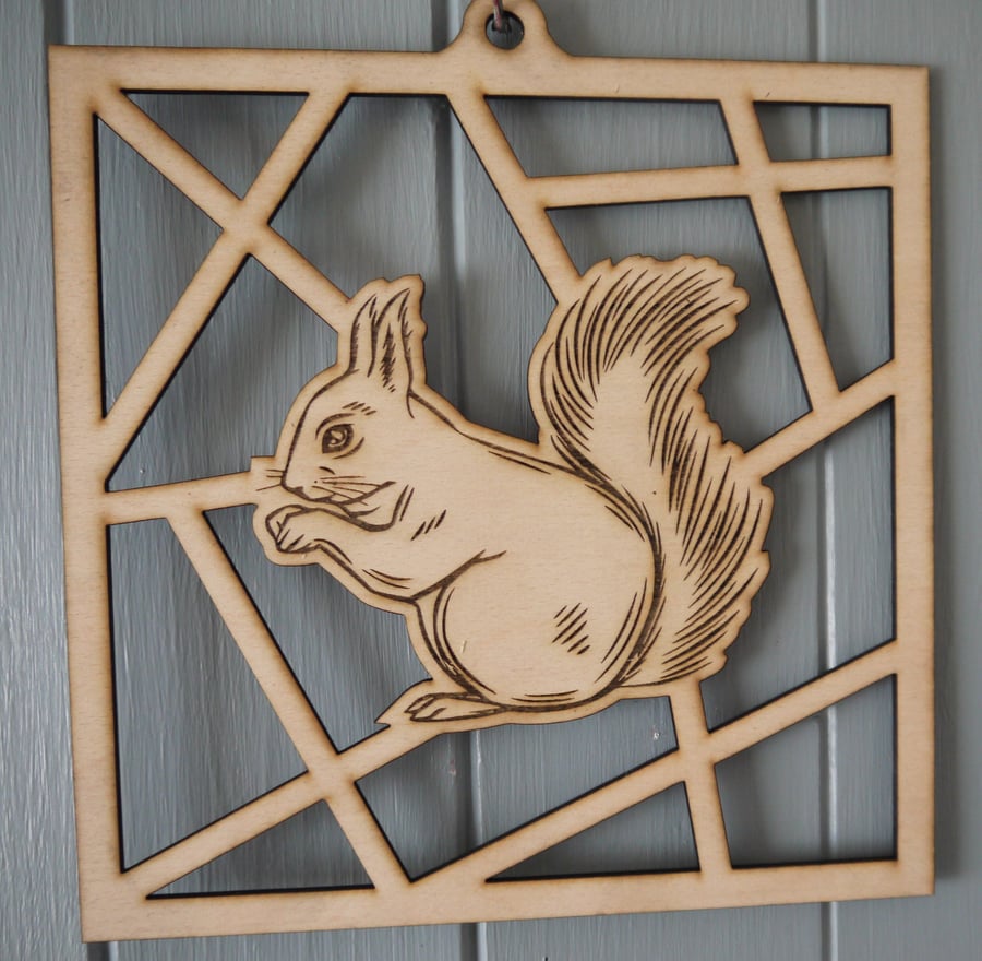 Laser Cut Squirrel Image Hanging Decorative Wall Art Plaque