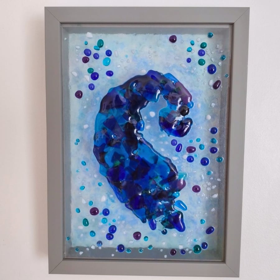 Fused Glass Blue Abstract Spiral Wall Art Picture
