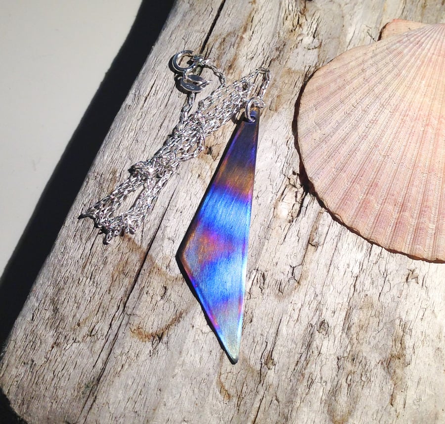  Handmade Coloured Titanium Pendant Necklace - UK Free Post