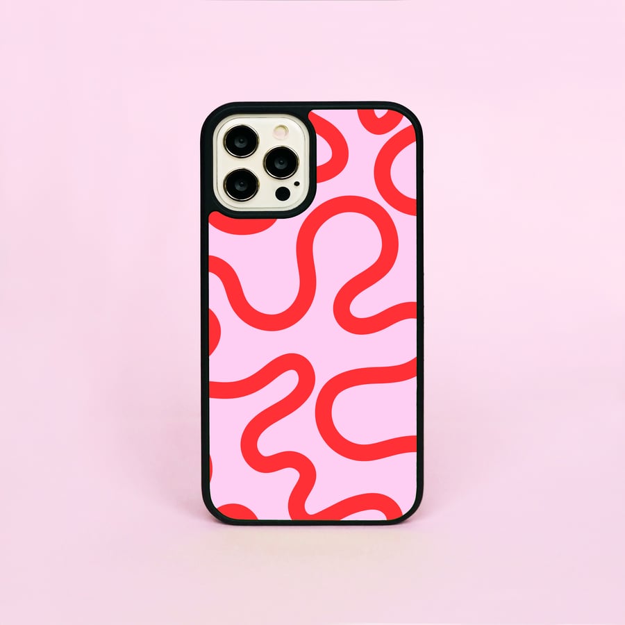 Red And Pink Swirls Abstract Design Rubber Phone Case Cover For iPhone
